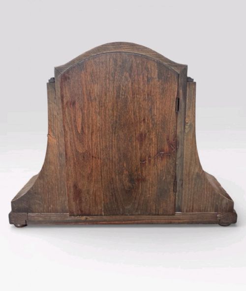 ANTIQUE ART DECO OAK MANTEL CLOCK MECHANICAL VINTAGE 1920S 1930S - ADDITIONAL PHOTO 3