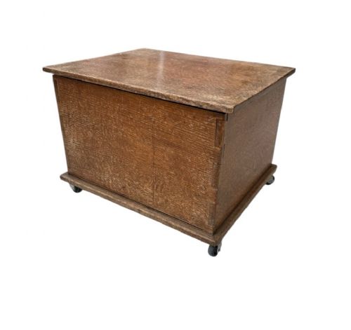 ANTIQUE VICTORIAN SLIPPER BOX SOLID WOOD STORAGE TRUNK