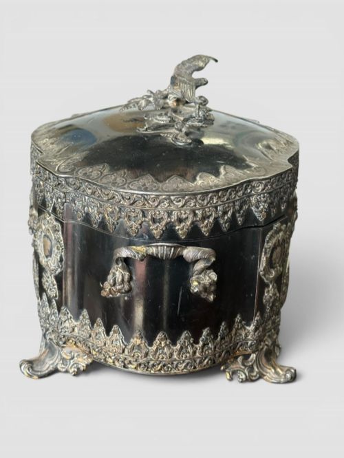ANTIQUE FRENCH EBONISED SERPENTINE TABLE CASKET JEWELLERY BOX C19TH - ADDITIONAL PHOTO 3