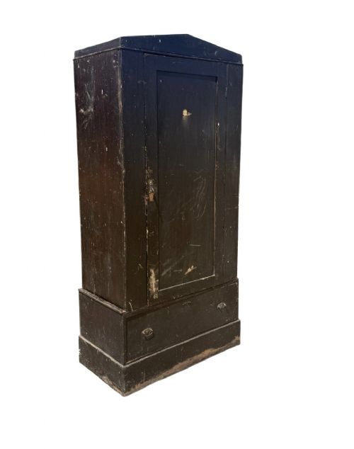 VICTORIAN PINE CUPBOARD WARDROBE TALL STORAGE LINEN PRESS - ADDITIONAL PHOTO 1