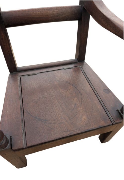 19TH CENTURY MAHOGANY BAR BACK CHILDS COMMODE CHAIR - ADDITIONAL PHOTO 3