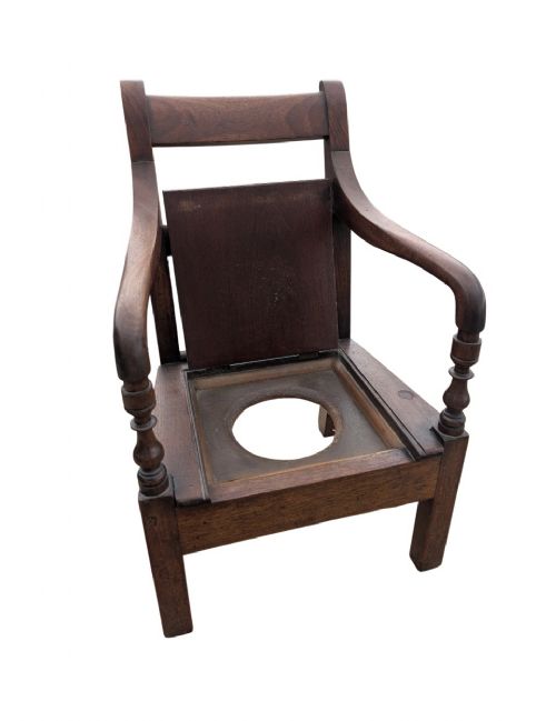 19TH CENTURY MAHOGANY BAR BACK CHILDS COMMODE CHAIR - ADDITIONAL PHOTO 6