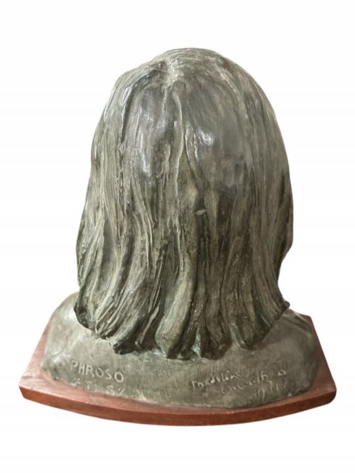 ANTIQUE BRONZED METAL PORTRAIT BUST OF A YOUNG GIRL - ADDITIONAL PHOTO 1