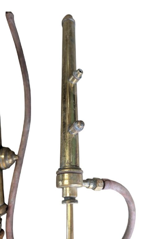 ANTIQUE VICTORIAN BRASS ROSE SPRAY GARDEN SYRINGE WITH WOODEN HANDLES HOSE - ADDITIONAL PHOTO 2