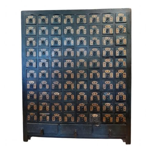 ANTIQUE CHINESE ELM APOTHECARY CHEST OF 80 DRAWERS SHANXI PROVINCE LATE 19TH EARLY 20TH CENTURY CHINESE MEDICINE CABINET