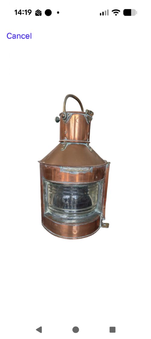 ANTIQUE COPPER SHIP LANTERNS BY ALDERSON GYDE LTD BOW STARBOARD PATT 24 BOW PORT PATT 23 - ADDITIONAL PHOTO 3