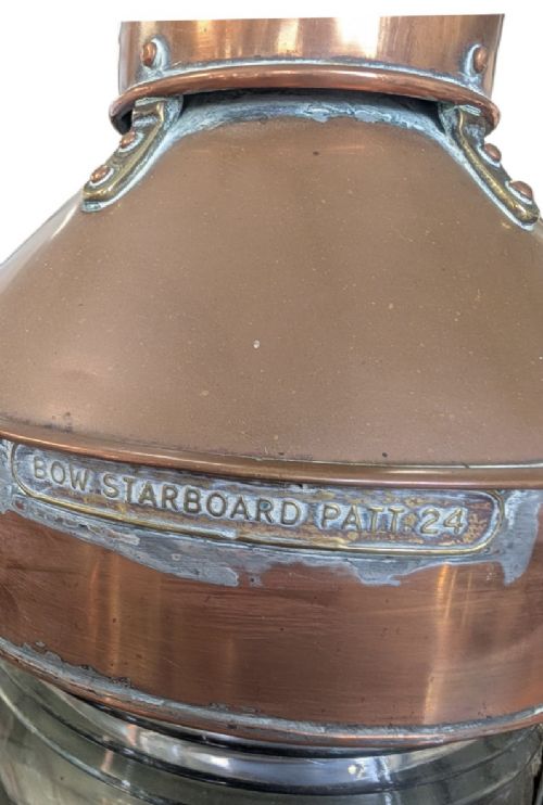ANTIQUE COPPER SHIP LANTERNS BY ALDERSON GYDE LTD BOW STARBOARD PATT 24 BOW PORT PATT 23 - ADDITIONAL PHOTO 11
