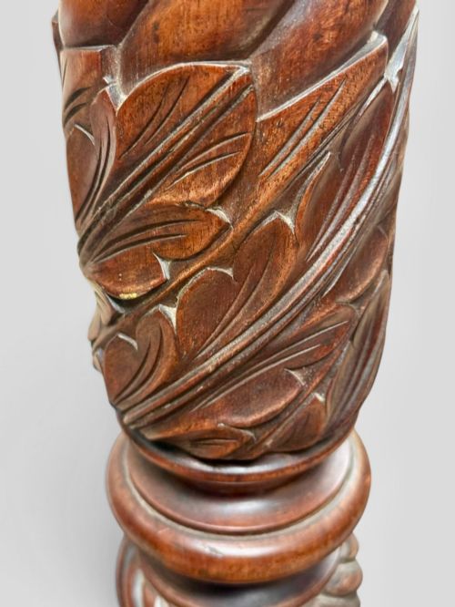 fig 2. Antique Carved Mahogany Torchere Plant Stand Pedestal Display Stand