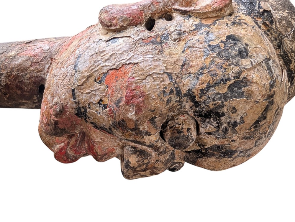 19th Century Gesso Hand painted Puppet Head View IV