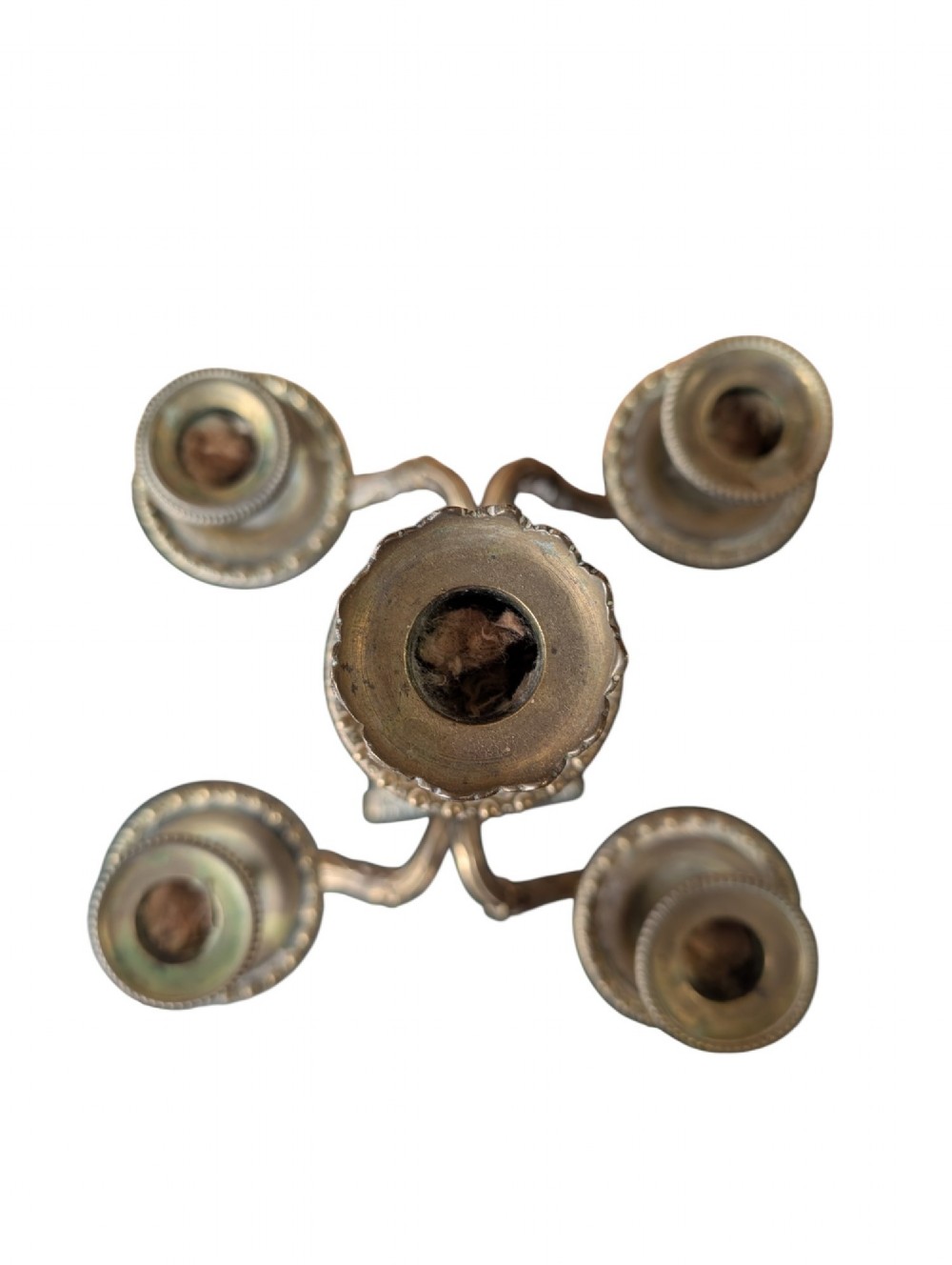 A matching pair of ornate late 19th-century patinated bronze five-light candelabra featuring lion mask motifs, scrollwork arms, and pierced decorative bases. View VIII