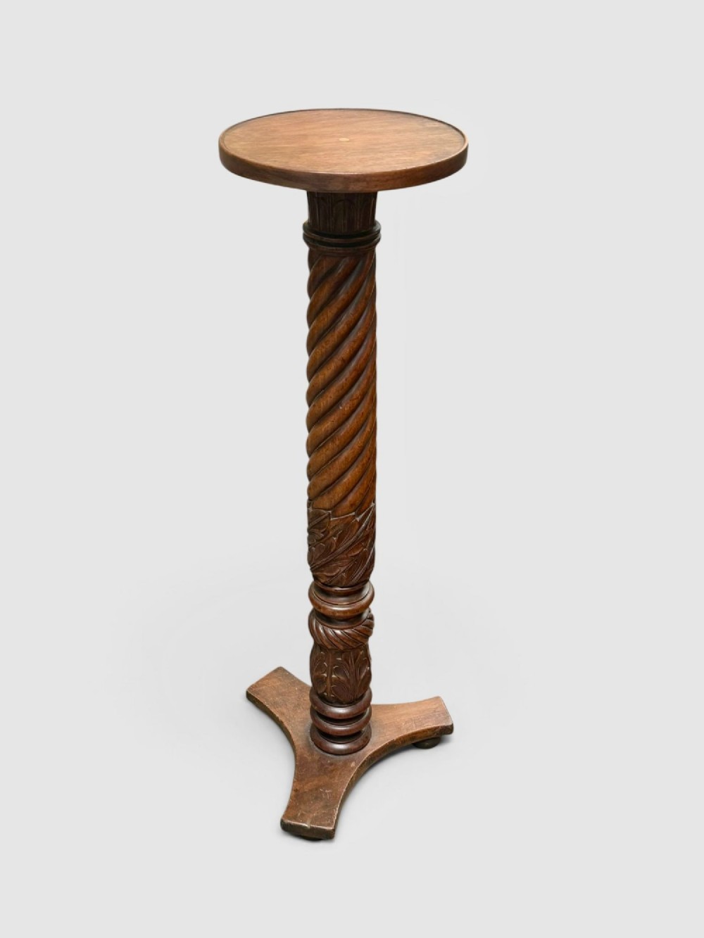 Antique Carved Mahogany Torchere Plant Stand Pedestal Display Stand