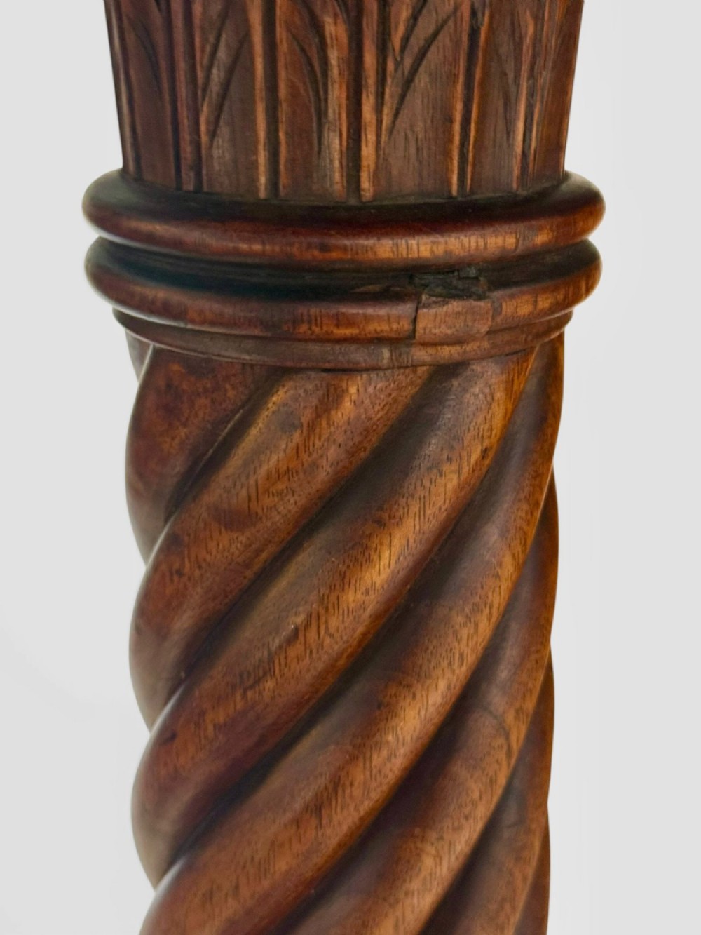 Antique Carved Mahogany Torchere Plant Stand Pedestal Display Stand View II