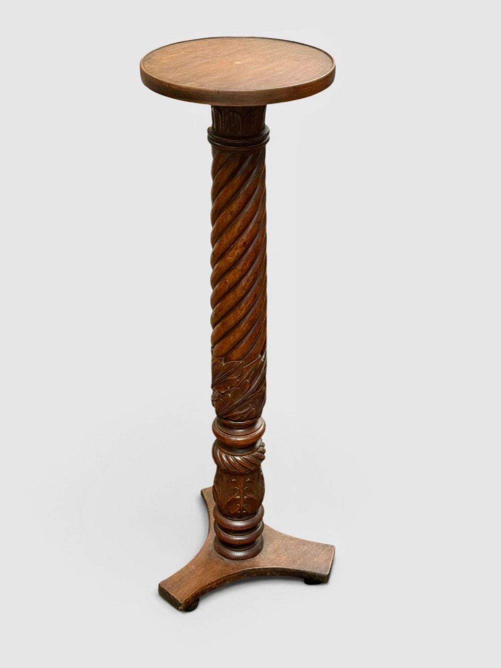 Antique Carved Mahogany Torchere Plant Stand Pedestal Display Stand View V
