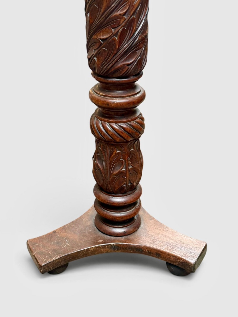 Antique Carved Mahogany Torchere Plant Stand Pedestal Display Stand View VII