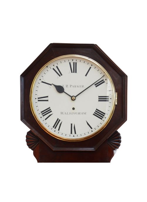MAHOGANY 8 DAY NORWICH WALL CLOCK BY JOHN ROBERT PARKER OF WALSINGHAM CIRCA 1850 - ADDITIONAL PHOTO 1