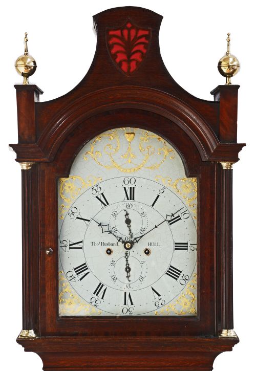 ANTIQUE 8 DAY LONG CASE CLOCK BY HUSBAND OF HULL CIRCA 1780 - ADDITIONAL PHOTO 1