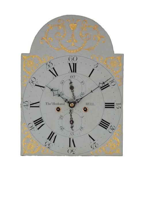 ANTIQUE 8 DAY LONG CASE CLOCK BY HUSBAND OF HULL CIRCA 1780 - ADDITIONAL PHOTO 2