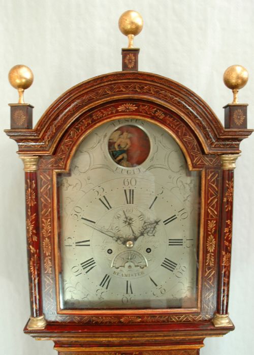 LACQUERED LONG CASE AUTOMATON CLOCK - ADDITIONAL PHOTO 1