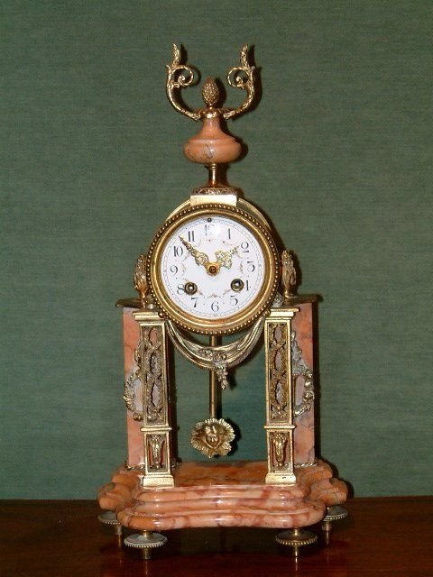 Sienna Marble Ormolu Mantle Clock Edwardian
