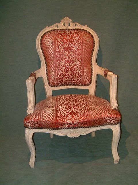 Pair of Early 20th Century Cream Painted Salon Chairs