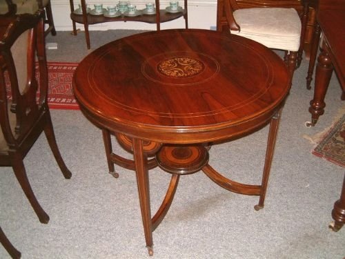 Edwardian Inlaid Rosewood Centre Library Table Sheraton Revival