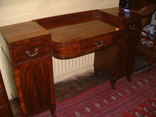 Regency Inlaid Mahogany Pedestel Sideboard