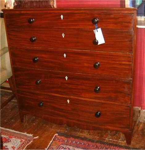 Regency Mahogany Chest of Drawers with Original Ebony Knobs