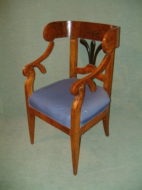 Early 19thc Mahogany & Karelian Birch Biedermeir Chair