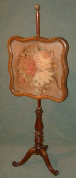 Victorian Rosewood Berlin Woolwork  Pole Screen