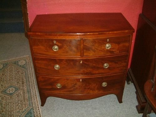 Small Mahogany Regency Bow Front Chest of Drawers