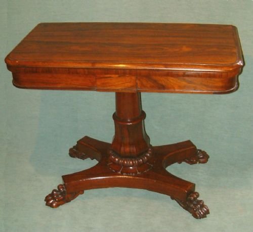Early Victorian Rosewood Fold Over Card Table