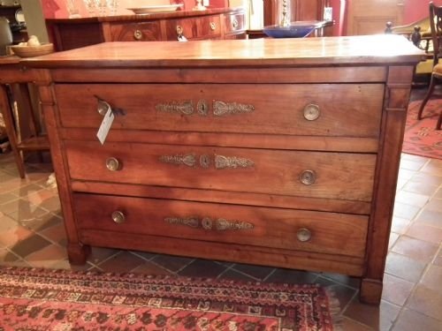 French Provincial Fruitwood Chest of Drawers with Brass Handles C.1800