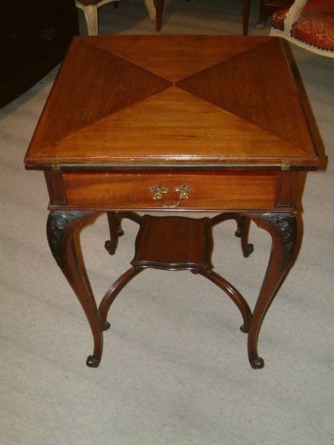 Edwardian Mahogany Fold Over Card Table