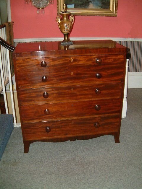 George 3rd Mahogany Secretaire Chest with Satinwood Fitted Interior