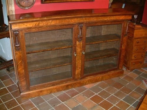 Victorian Burr Walnut & Oak Bookcase