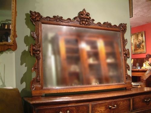 Victorian Carved Oak Overmantle Mirror