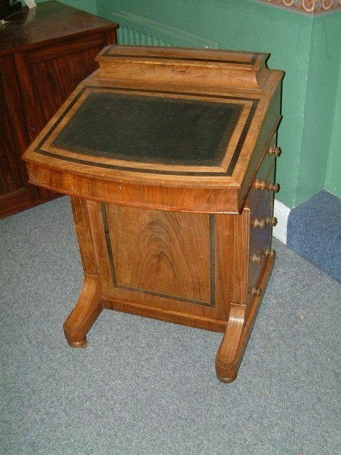 Victorian Walnut Davenport Inlaid with Ebony Stringing