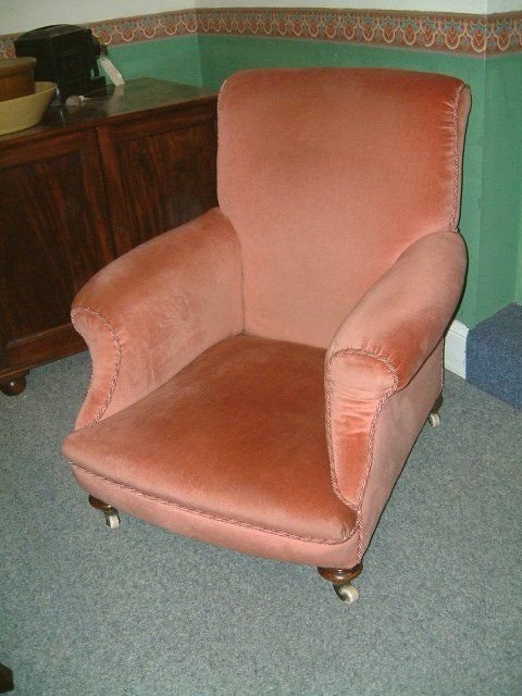 Victorian Low Armchair with Mahogany Feet