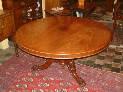 Victorian Flame Mahogany Circular Pedestal Dining Table
