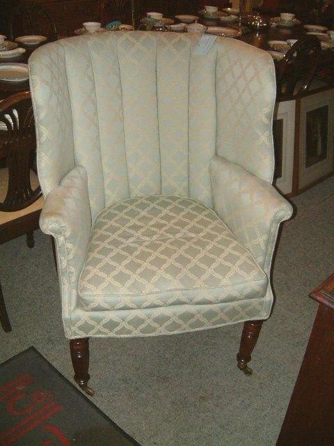 Georgian Upholstered Arm Chair Supported on Mahogany Turned Legs