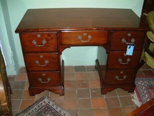 Edwardian Sheraton Revival Mahogany Pedestal Writing Desk
