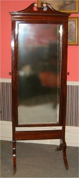 Edwardian Mahogany Cheval Dressing Mirror with Bevelled Mirror Plate by Maple & Co