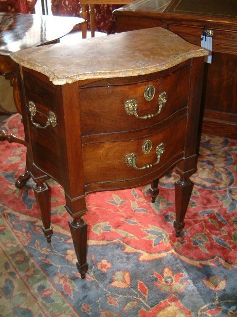 French Marble Top Rosewood Bedside Chest