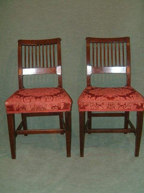 Pair of Inlaid Mahogany George 3rd Side Chairs