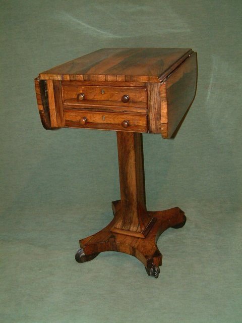 William 1vth Rosewood Drop Flap 2 Drawer Pedestal Table