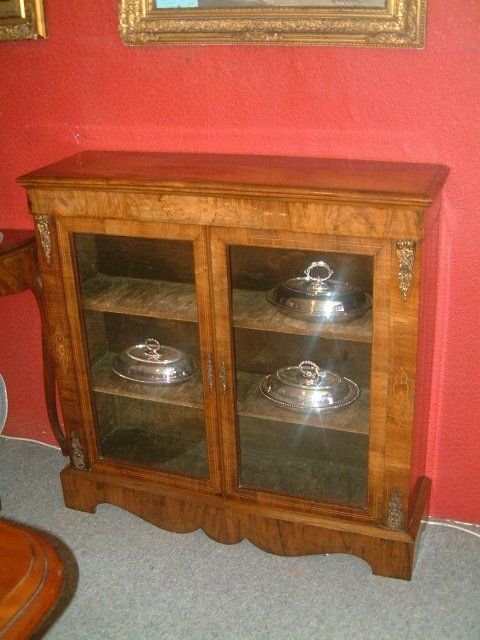 Victorian Walnut Inlaid Pier Cabinet with Gilt Metal Mounts