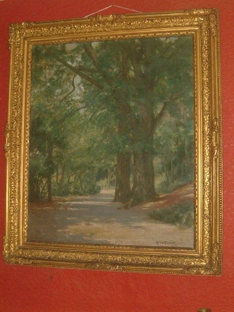 Alfred Paumier “Woodland Walk”signed Oil on Canvas 19thc