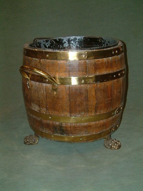 1920’S Oak & Brass Log Bin