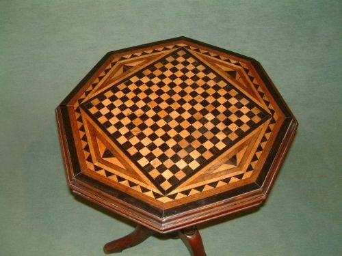 Victorian Parquetry Occasional Table Supported on Mahogany Pedestal Base