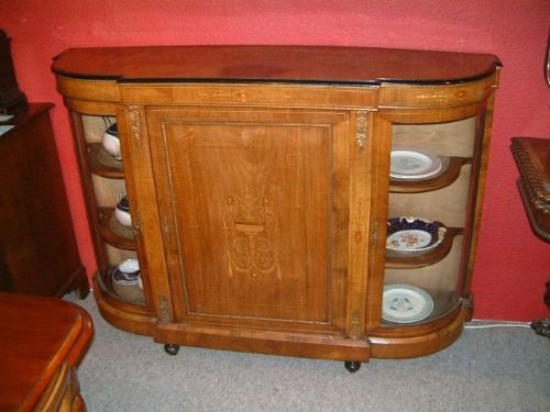 Victorian Walnut Credenza with Inlaid Decoration & Gilt Metal Mounts